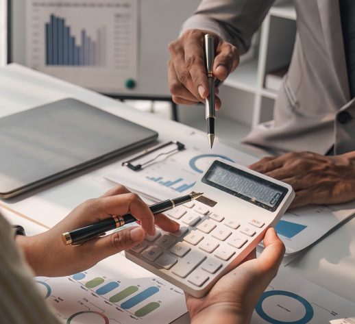 Business man and accountant are talking about company formation expenses